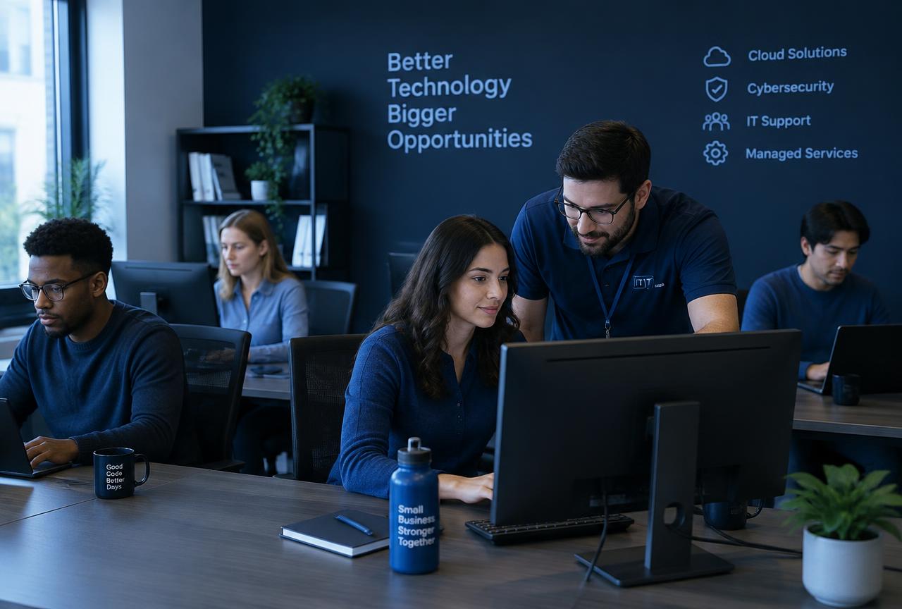 Técnico da ThinkON prestando suporte em TI a uma empresa
